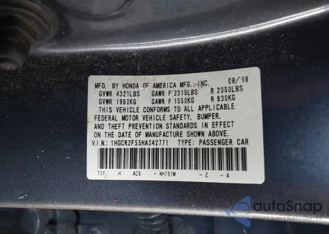 2017 Honda Accord Sport из США, поврежденный, VIN 1HGCR2F55HA042771